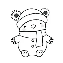 A black and white cute drawing of a winter sweather, only outline, white background