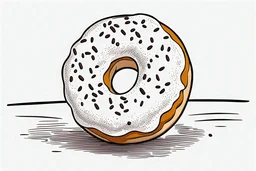 A donut with icing colouring image with blank background for kids - Thin and same sharplines used