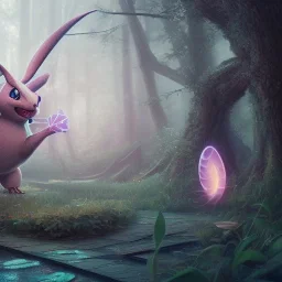 Mystery pokemon,Ambiance dramatique, hyperrealisme, 8k, high quality, lot of details, portrait,