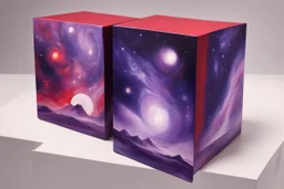 beautiful paintings of purple space on red boxes