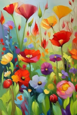 adults oil painting of colorful flowers, paintings capture the essence of wildflowers in clean, stylized designs. Each brushstroke celebrates the enveloping beauty of petals and leaves