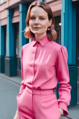 Mirja Lantz in a pink outfit.