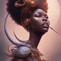 sango fantasy, fantasy magic, intricate, sharp focus, illustration, highly detailed, digital painting, concept art, matte, masterpiece head sexy view black African beauty black afro hair space lady silver snakeskin African princess sun lightening