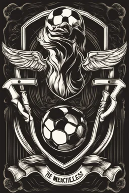 tegn et soccer logo med navnet "De Nådesløse"