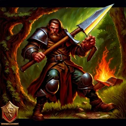 90's TCG fantasy artwork art of an axe