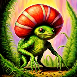 fantasy 90's tcg art of alien venus flytrap creature