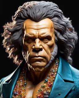 Beethoven como Hombre de Neandertal moderno, calidad ultra, hiperdetallado, colores complementarios