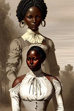 Create an image representing the "fancy girl" industry controlled by Armfield and Franklin, with scenes of transportation and trade. Depict the contrast between the lives of slaves considered "fancy girls" and other slaves during that era.