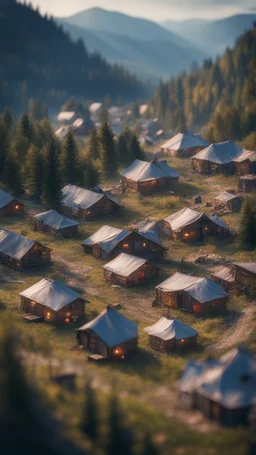 vampire reservation refugee camp in the Carpathian mountains ,bokeh like f/0.8, tilt-shift lens 8k, high detail, smooth render, down-light, unreal engine, prize winning