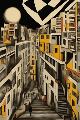 What I'm watching is watching itself; Neo-Impressionism; Hundertwasser; M. C. Escher; Golden Hour; Abstract Art; Bauhaus; Avant Garde; Expressionism; Dada; Minimalism; René Magritte.