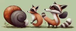 raccoon snail fox horse