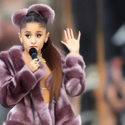 ariana grande in fur coat and a dildo