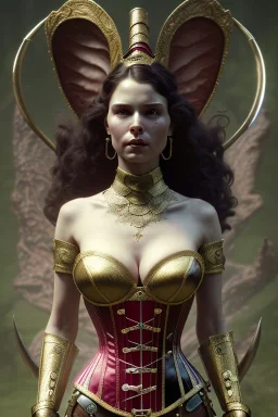 milf, warrior, brunet hair, corset, elf ears, 8k resolution, high-quality, fine-detail, intricate, fantasy art, detailed matte, volumetric lighting, illustration, 3D octane render, brian froud, howard lyon, selina french, anna dittmann, annie stokes, lisa parker, greg rutowski