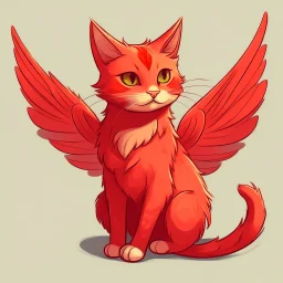 a red cat with wings