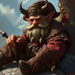 western dwarf bandit relaxing realistic fantasy art