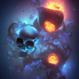 metal magic armoured skull MUSHROOMs stars galaxy SPACE lANDSCAPE BURNING IN BLUE FLAMES hellfire abyss math