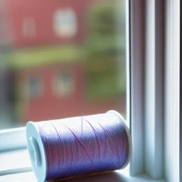 spool of thread on windowsill