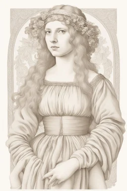 portrait of a renaissance renaissance woman botticelli style on a white background