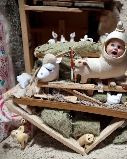 Nativity scene bomb rubble Ukraine baby