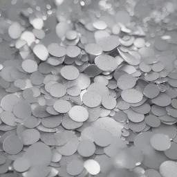 a photograph of round silver confetti