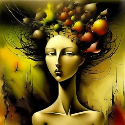 woman head exploding Yves Tanguy