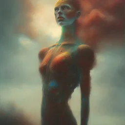 superhero, woman, photographer. oil on canvas, volumetric lighting, beksinski