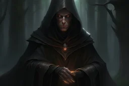 cloaked and dark hooded sorcerer