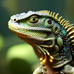 pixar style, volumetric summer garden environment and background, realistic painting of an iguana, looking excited, detailed digital painting, extreme dense and fine fur, anime, ornate, colour-washed colors, elegant, small minutiae, tiny features, particulars, centered, smooth, sharp focus, renderman gofur render, 8k, uhd, detailed eyes, realistic shaded volumetric lighting, sunlight caustics, backlight, centered camera view