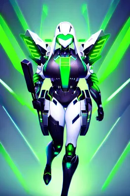 Cyborg symbiote, white color, green color, tendrils, high tech, cyberpunk, biopunk, membrane wings, carbon fiber