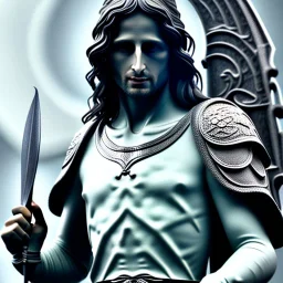 White Statue aragorn, full body, Rome sculpture style, full body, fresco background, hyper realistic, 8k,