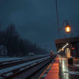 dark sky in a cold morning, Rain knocks on windshields. Lip quivering, such a bitter smile, Laughter with teary eyes. train platform, pale lantern, In an abandoned station. fire and flame in a burning heart, Because parting is sad.