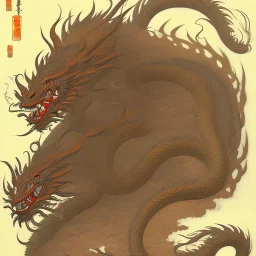 Ukiyo-e style art, dragon,