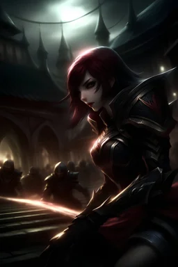 fiora , league of legends , arena , dark view , battle.