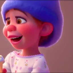 cute, smileing girl eating ice cream, Pixar, disney, cinema lighting, 8k, magic, love --q 1 --v 4