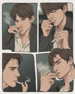 A handsome boy smoking a cigarette