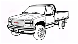 redraw this image of a 1992 GMC sierra 2500 with extended cab, line art with improved quality