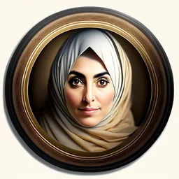 Only the face Muslim Pretty impressive women inside a circular frame,Portrait image,professional look