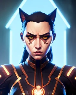 portrait rocket cat, cyberpunk, sci fi, symmetry