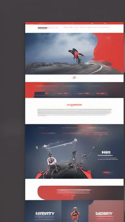 Design a user-friendly and visually appealing landing page for a sport website, prioritizing an intuitive user experience, red colors, power, skii, running, riding a bike, swimming