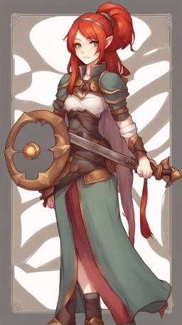 Teenaged Female Red haired kitsune paladin/bard