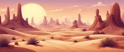 cartoon landscape fantastic desert on surface