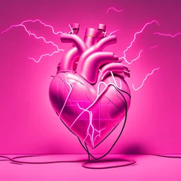 electric heart in a pink background