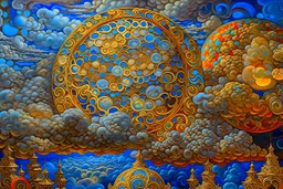 painting of cloud with filigree moon, very cloudy sky, in the style of emily balivet, precise, detailed architecture paintings, colorful dreams, james c. christensen, spectacular backdrops, psychedelic color schemes, rui palha painting of cloud with moon sky, in the style of emily balivet, precise, detailed architecture paintings, colorful dreams, james c. christensen, spectacular backdrops, psychedelic color schemes, rui palha" Modifiers: elegant extremely detailed intricate very attractive bea