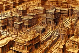 A tan Western town designed in Mehndi design painted by Jackson Pollock