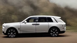Rolls Royce Cullinan Ultimately Tuned, Cinematic, Super Detailed, with fire coming out from exhausts