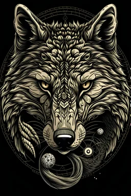 Wolf face and snake tail