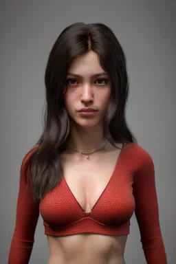 Ultra Realistic image, 25 years old brunette woman, Madrid, portrait, small stature, 1.60 cm tall and 50 kg in weight, natural small busty, traditional Japanese body tattoo, jakuza style, put traditional Japanese mask, vibrant color, highly detailed, art stations, concept art, smooth, unreal engine 5, god rays, ray tracing, RTX, lumen lighting, ultra detail, volumetric lighting.