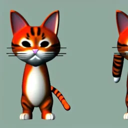 Un chat en modélisme 3d, anthropomorphique, habillé comme un samurai, très détaillé, réaliste, très précis.