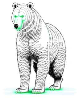 Fondo blanco Art illustration lineal polar bear, nieve, calidad ultra, hiperdetallado, 12k, fondo blanco, color blanco y negro full body