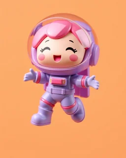 popmart's spacemolly figurine, floating on solid background color